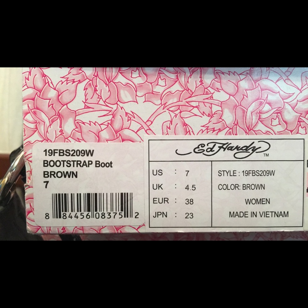 Old original Ed Hardy boots, size 7. NEVER worn.